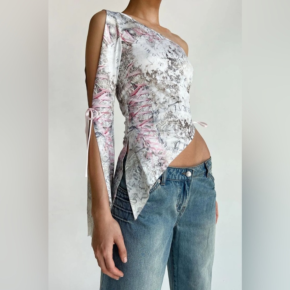 NWOT I.am.Gia Jade Asymmetrical One-Shoulder Top